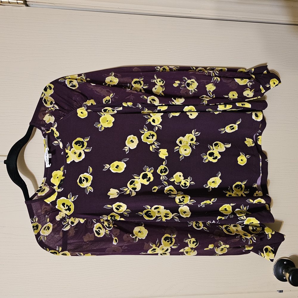 Floral Purple and Yellow Women's Blouse